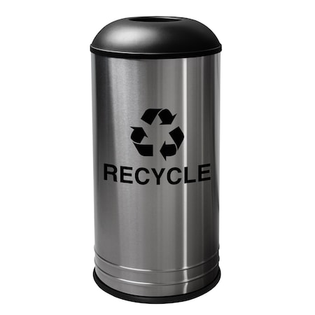 Ex-Cell Kaiser 18-Gal. Recycling Receptacle - Stainless Steel & Black Top RC-1531 D-6 SS BLX
